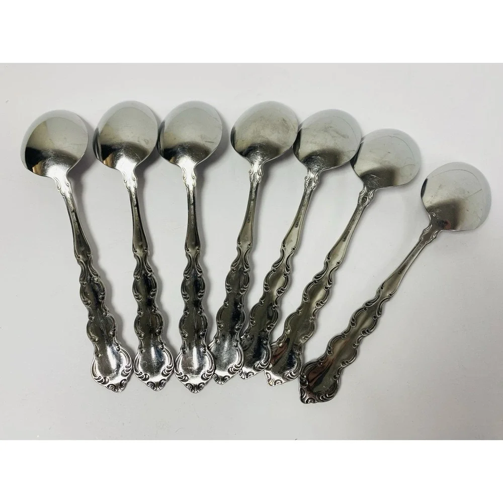 7 Place Oval Soup Spoons Oneida Deluxe MOZART Stainless 6 3/4